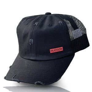 Hudson Spider Distressed Black Cotton Snapback Hat
